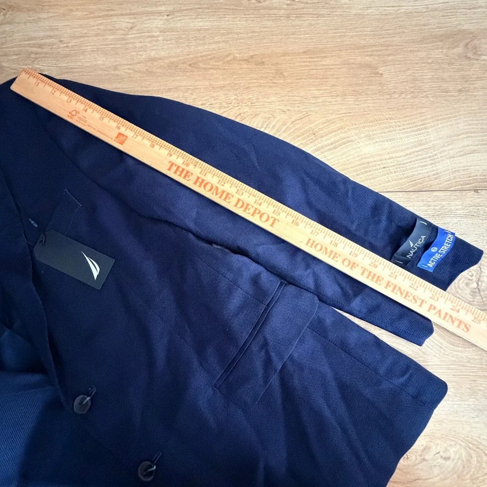Nautica Active Stretch Suit Mens 48R Jacket 44Wx30L Pants Navy Blue Textured NWT